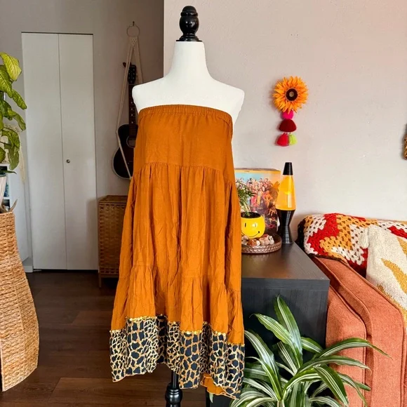 Boho Skirt/Dress with Leopard Print Hem - Picture 4 of 4